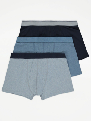 Blue AFront Boxer Shorts 3 Pack Men at ASDA