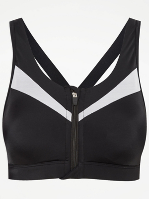 Black Zip Front Sports Bra Sale & Offers at ASDA