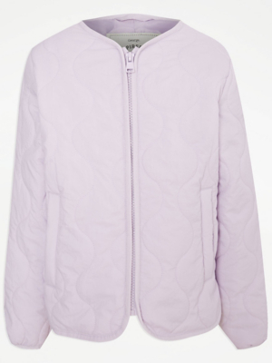 Lilac Quilted Zip Up Jacket Kids at ASDA