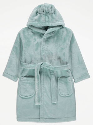 Mint Green Hooded Fleece Dressing Gown Kids at ASDA