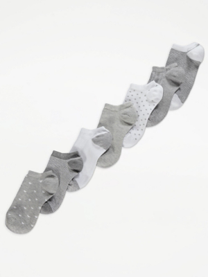 Assorted Striped Grey Shoe Liner Socks 7 Pack Women at ASDA