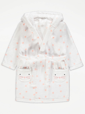 White Spot Bunny Fleece Hooded Dressing Gown Kids at ASDA