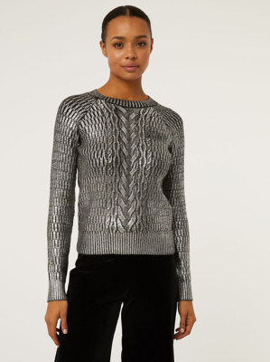 black and silver jumper