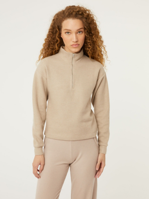 Neutral Half Zip Funnel Neck Jumper Women at ASDA