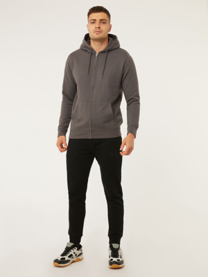 Charcoal Zip Up Hoodie Men at ASDA