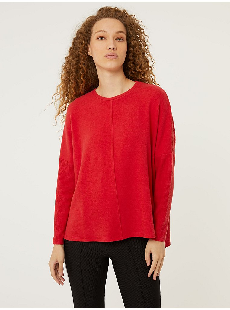 Red Ribbed Long Sleeve Soft Touch Tunic Top | Women | George at ASDA