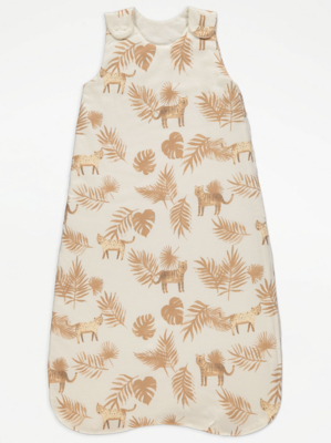 Neutral Tiger Palm Leaf Sleep Bag 1 Tog Baby at ASDA