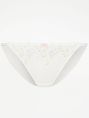 Entice White Floral Embroidered Tanga Briefs | Sale & Offers | George At ASDA