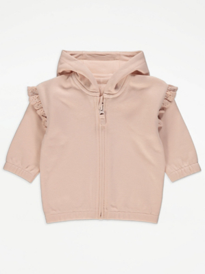 Pink Frill Trim Hoodie Baby at ASDA