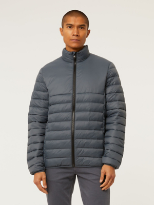 Grey Funnel Neck Padded Jacket Men at ASDA
