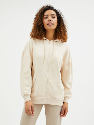 Stone Oversized Longline Zip Through Hoodie Women at ASDA