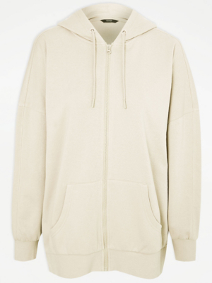 longline zip up hoodie asda