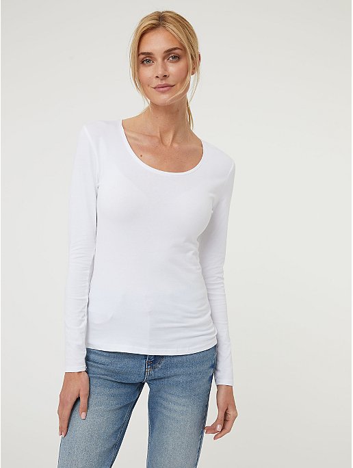 White Basic Long Sleeve Top | Women | George at ASDA