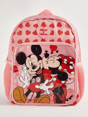 Disney Minnie Mouse Pink Heart Valentines Backpack Kids at ASDA