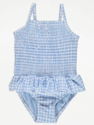 Girls Rainbow Check Shirred Frill One Piece main image 1