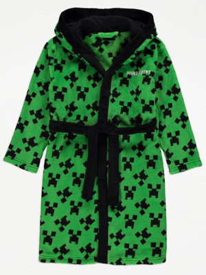 Minecraft Green Creeper Print Dressing Gown Kids at ASDA