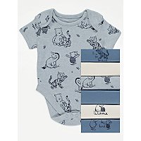 Disney Winnie The Pooh Blue Short Sleeve Bodysuits 7 Pack | Baby | George at ASDA