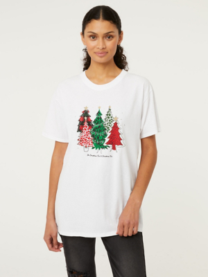 White Christmas Tree TShirt Women at ASDA