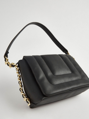 Black Fold Over Chain Shoulder Bag Women at ASDA