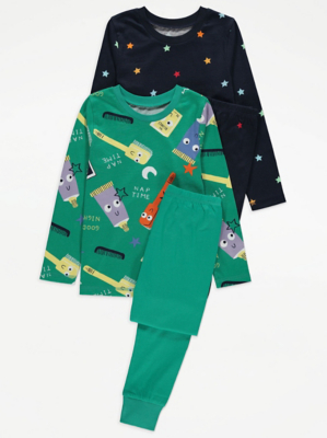 Nap Time Slogan Printed Long Sleeve Pyjamas 2 Pack | Kids | George at ASDA
