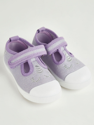 Lilac Unicorn TBar Shoes Kids at ASDA