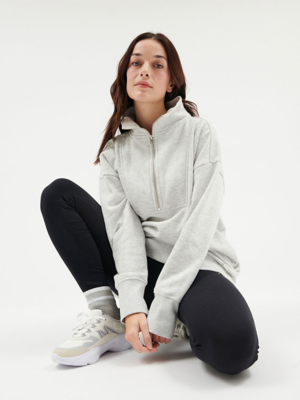 Grey Half Zip Longline Sweatshirt Women at ASDA