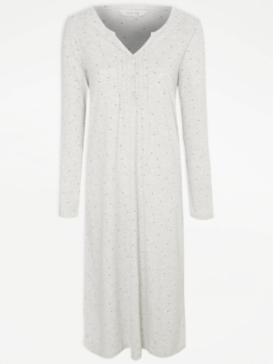 Grey Polka Dot Print Night Dress Women at ASDA
