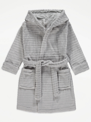 Grey Ribbed Dressing Gown Kids at ASDA
