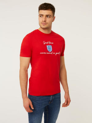Red Good Times England Football TShirt Men at ASDA