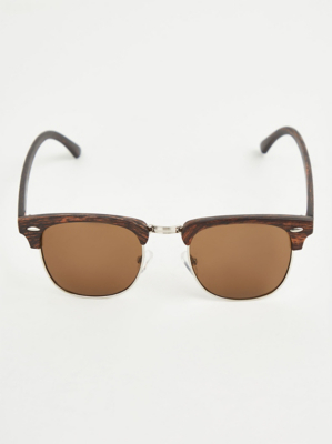 Brown Wood Effect Sunglasses Men at ASDA