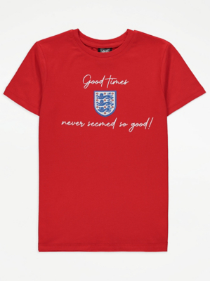Red Good Times England Football TShirt Kids at ASDA