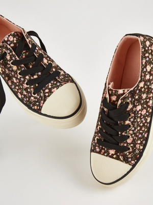 Floral Print Platform Canvas Pumps Kids at ASDA