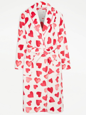 White Heart Fleece Dressing Gown Women at ASDA