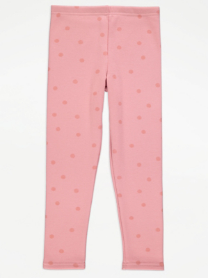 Pink Spot Print Fleece Lined Leggings Kids at ASDA