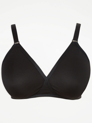 Black Cross Front Non Wired Bra Lingerie at ASDA