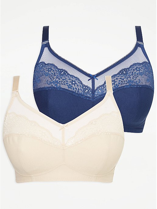 Traditional Non-Padded Bra 2 Pack | Lingerie | George at ASDA