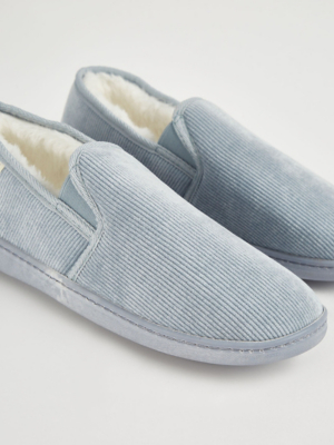 Blue Velour Full Back Slippers Women at ASDA