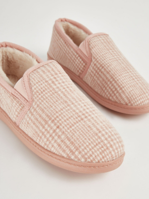 Pink Checked Full Back Slippers Women at ASDA