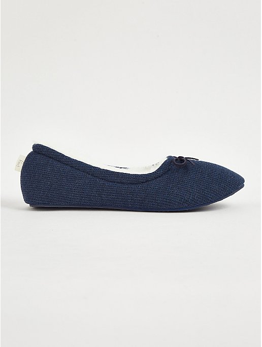 Navy Waffle Texture Ballet Slippers | Women | George at ASDA