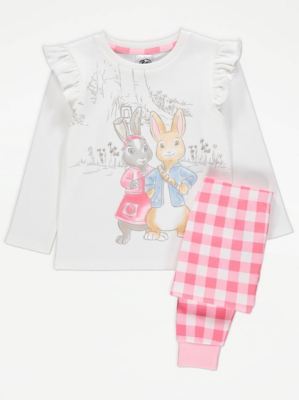 Peter Rabbit Lily Bobtail Pink Check Pyjamas Kids at ASDA