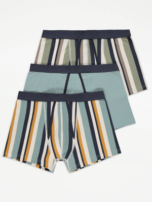 Multicoloured Striped AFront Trunks 3 Pack Men at ASDA