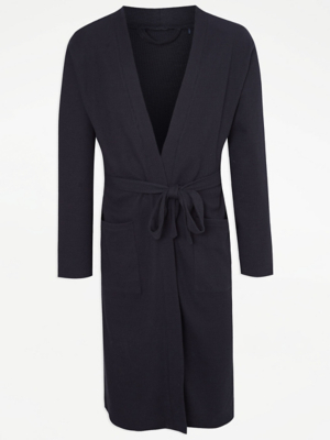 Navy Waffle Texture Lightweight Dressing Gown Men at ASDA