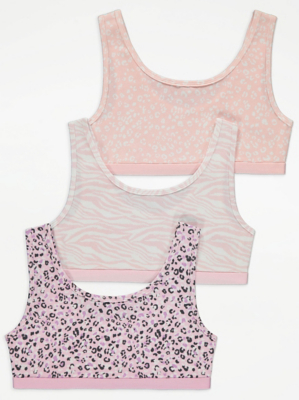 Pink Animal Print Crop Tops 3 Pack Kids at ASDA
