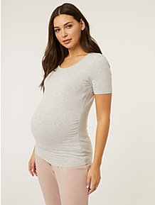 Women's Maternity Trendy Boston Print T-shirt, Casual Slightly Stretch  Breathable Pregnancy Top For Outdoor