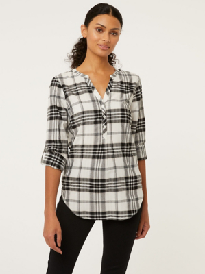 Black Checked Half Placket Blouse | Sale & Offers | George at ASDA