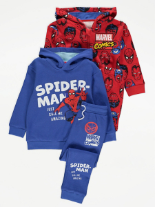 Marvel Superhero Print Zip Up Hoodie and Joggers Outfit 2 Pack