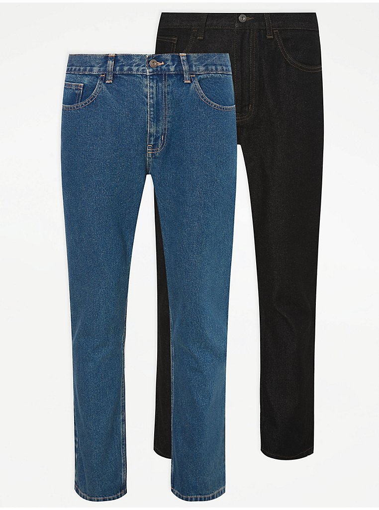 Straight Fit Jeans 2 Pack | Men | George at ASDA