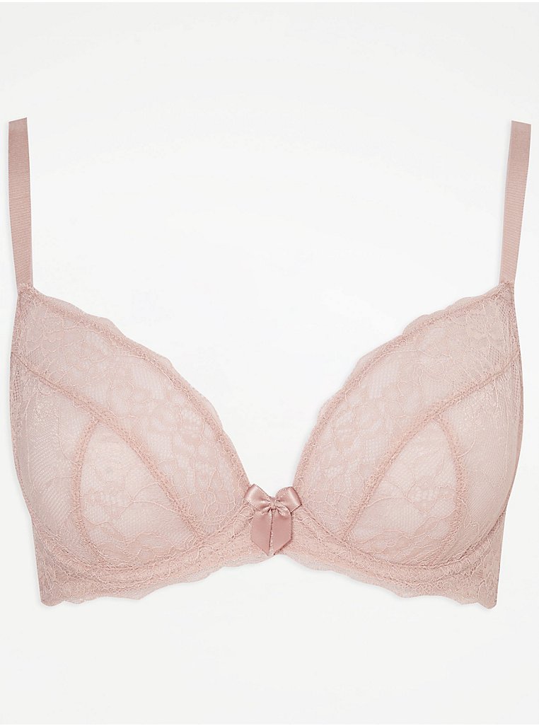Baby pink and white lace bra from George (Asda), - Depop