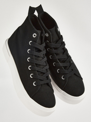 Black Flatform High Top Lace Up Pumps Women at ASDA