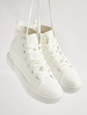 White Flatform High Top Lace Up Pumps Women at ASDA